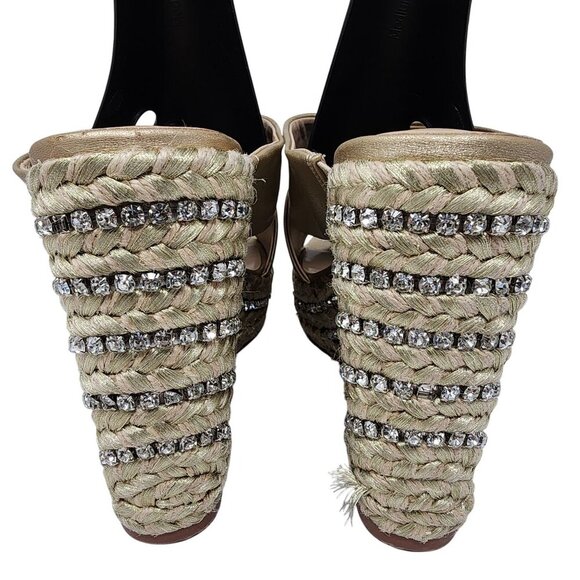 Gold Charles By Charles David Cate Rhinestone Wedge Sandal 9.5M - Picture 2 of 11